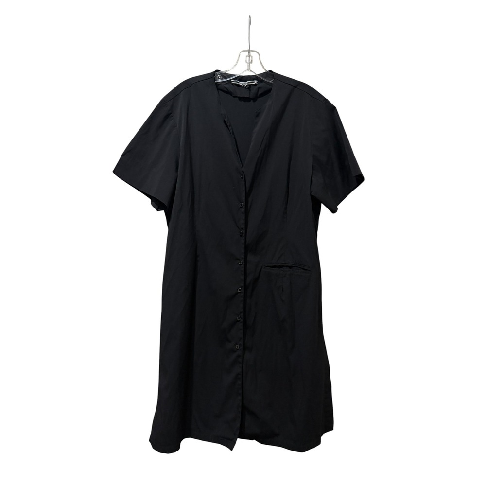 Noel Asmar Black Button Up Short Sleeve Spa Salon Uniform Tunic Dress XL